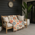 Folk Floral Throw — 1940s Botanical Garden Woven Blanket