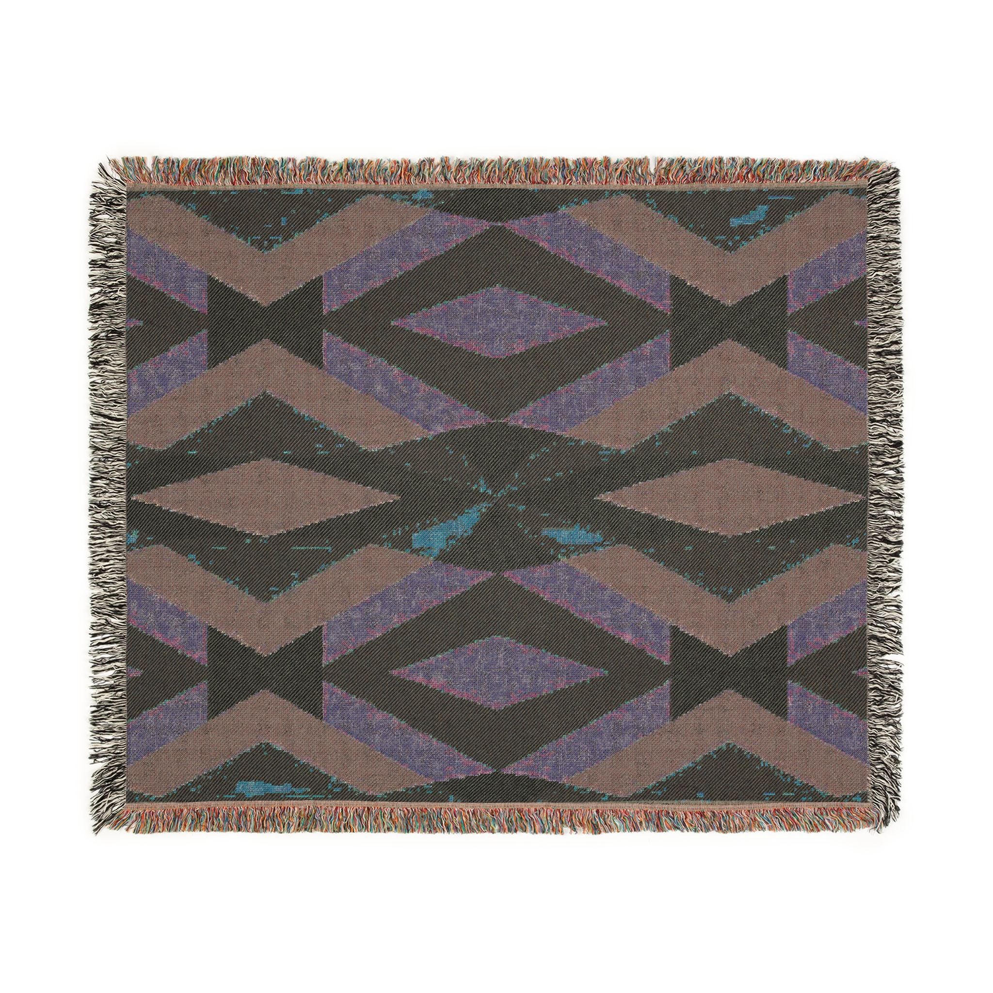 Diamond Lattice Throw — 1980s Pastel Elegance Woven Blanket
