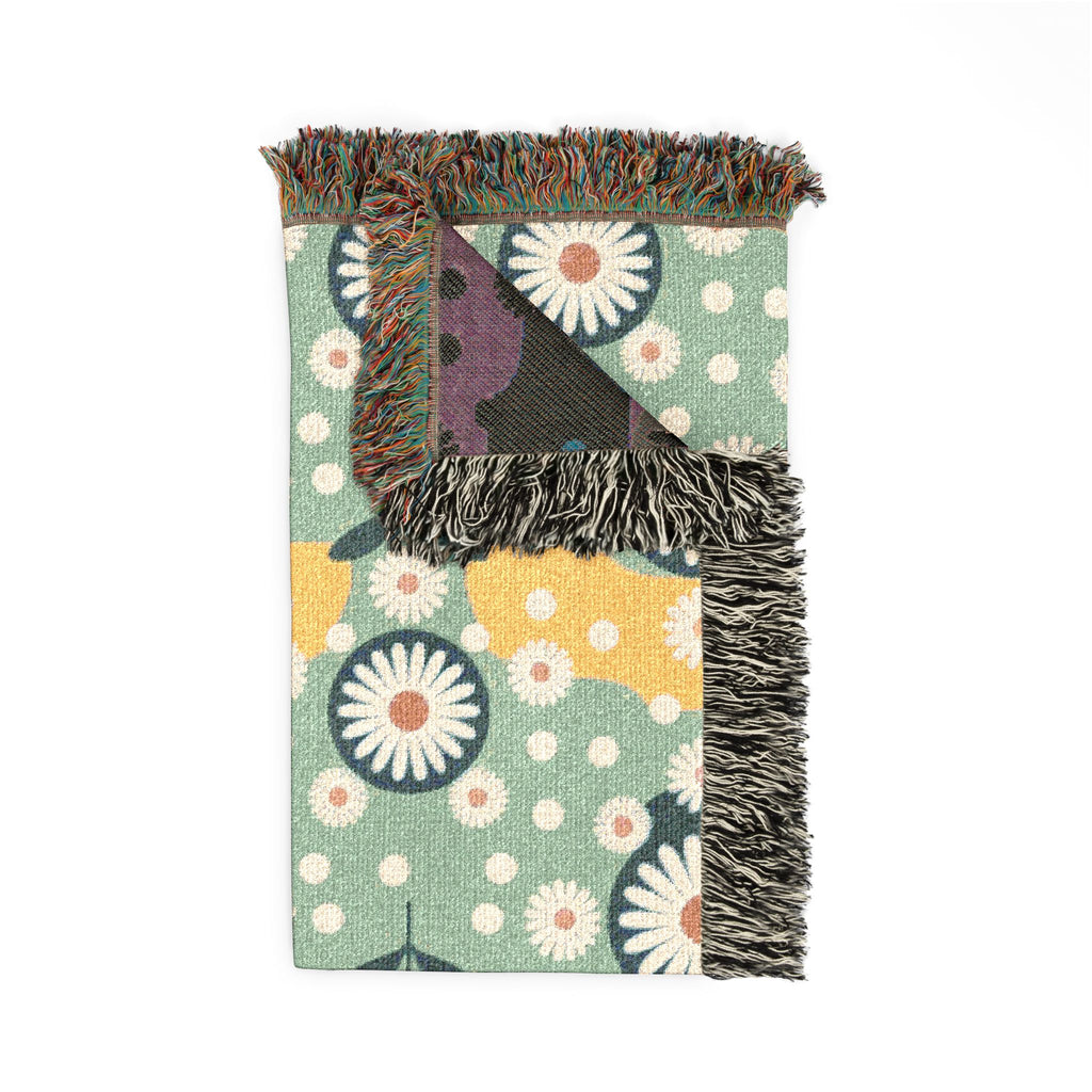 Daisy Wave Throw — 1950s Atomic Garden Woven Blanket