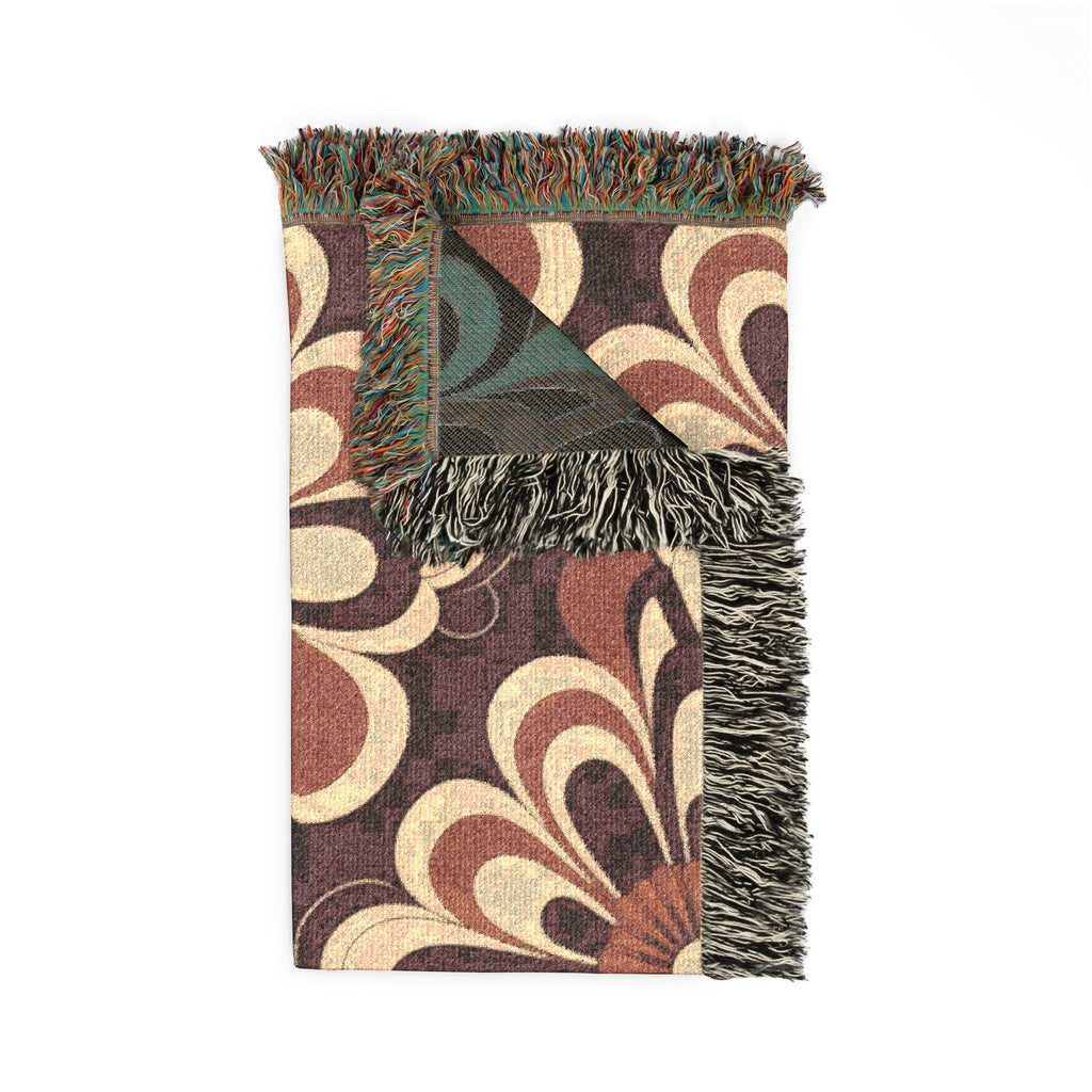 Baroque Bloom Throw — 1970s Medallion Woven Blanket
