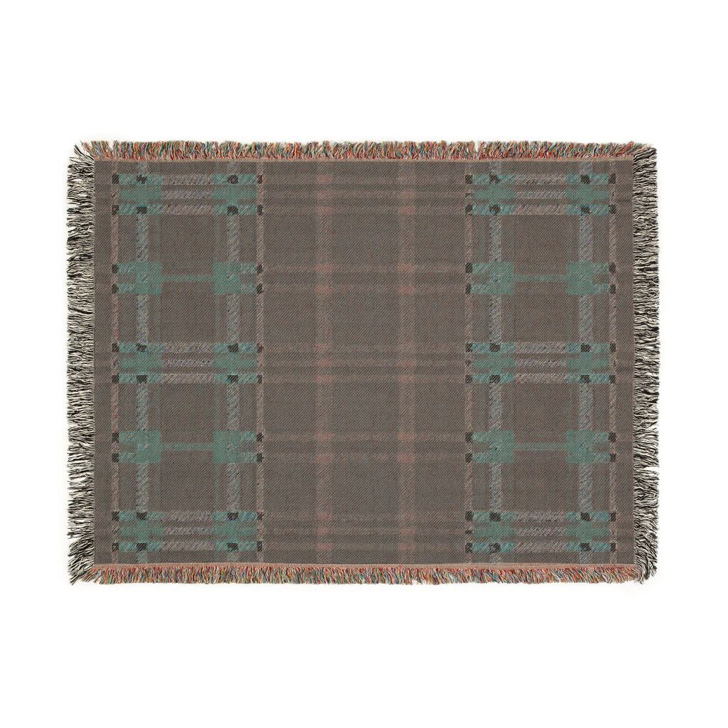 Electric Tartan Throw — 1990s Teal & Red Plaid Woven Blanket