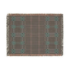 Electric Tartan Throw — 1990s Teal & Red Plaid Woven Blanket