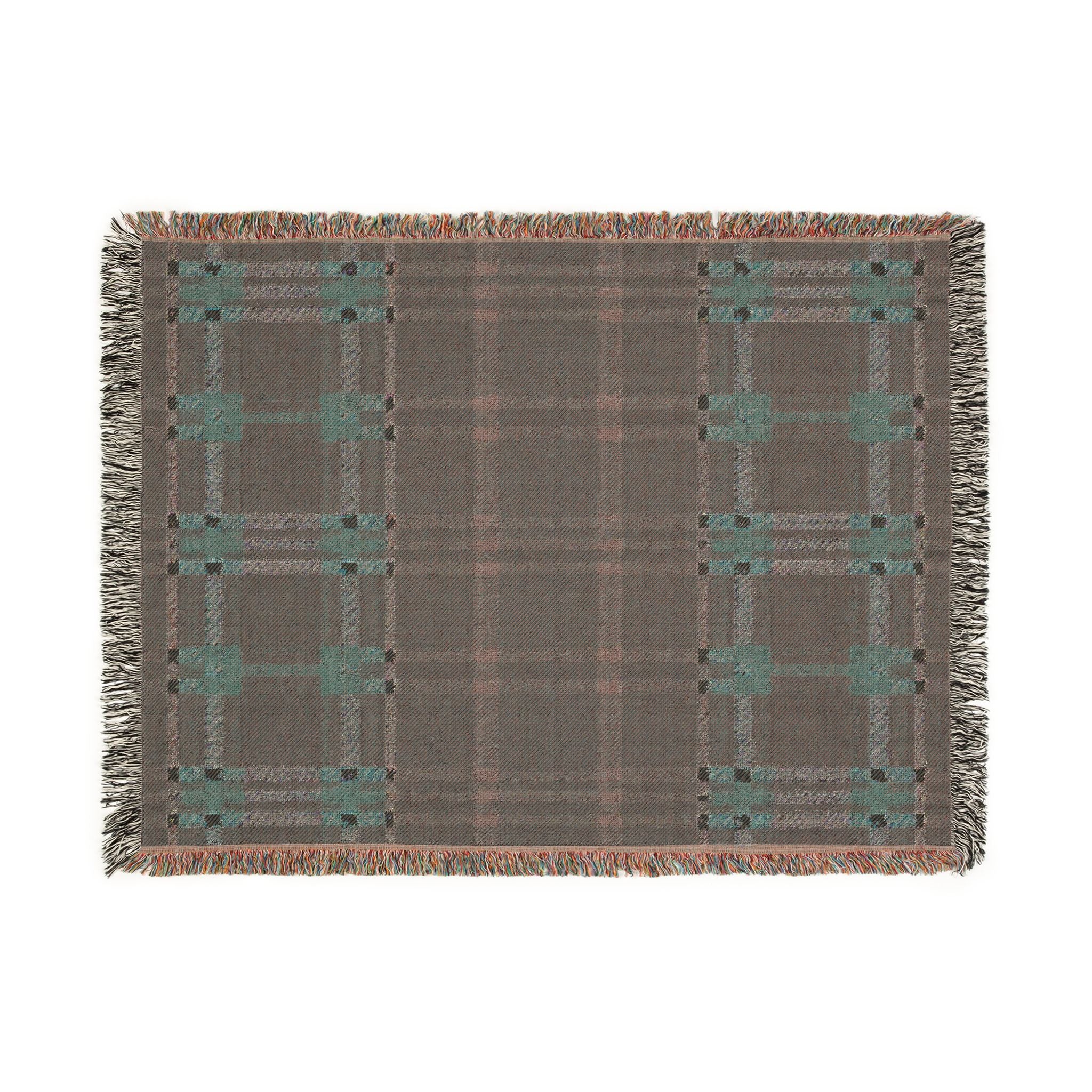 Electric Tartan Throw — 1990s Teal & Red Plaid Woven Blanket