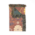 🌸 Groovy Garden Throw — 1960s Rainbow Flower Woven Blanket