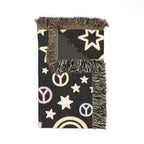 Happy Daze Throw — 1990s Smiley Face & Peace Woven Blanket