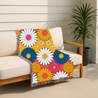 🌼  Mustard Daisy Throw — 1960s Mod Flower Woven Blanket