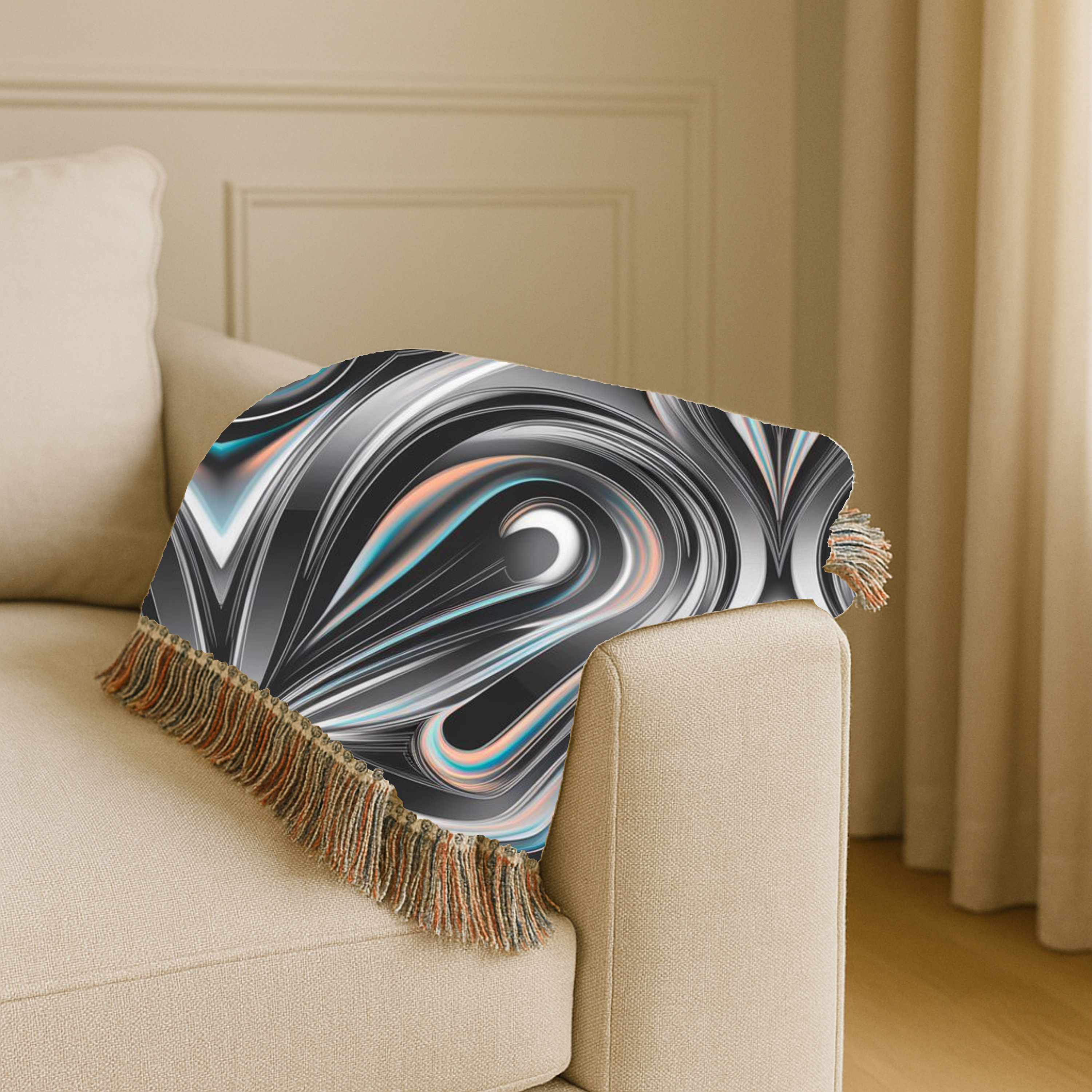 Mercury Throw — 2000s Y2K Chrome & Iridescent Woven Blanket