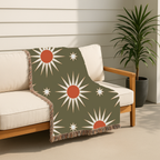 Solar Burst Throw — 1970s Starburst Woven Blanket