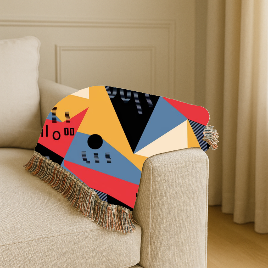 Memphis Sunshine Throw — 1980s Bold Geometric Woven Blanket