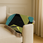 Electric Triangle Throw — 1980s Bold Stripe Geometric Woven Blanket