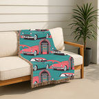 🎵 Rock Around Throw — 1950s Diner Jukebox Woven Blanket