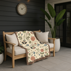 Meadow Ditsy Throw — 1940s Folk Floral Woven Blanket