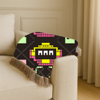 Pixel Robot Throw — 1980s Arcade Game Woven Blanket