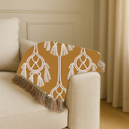 Macramé Tassel Throw — 1970s Bohemian Circle Woven Blanket