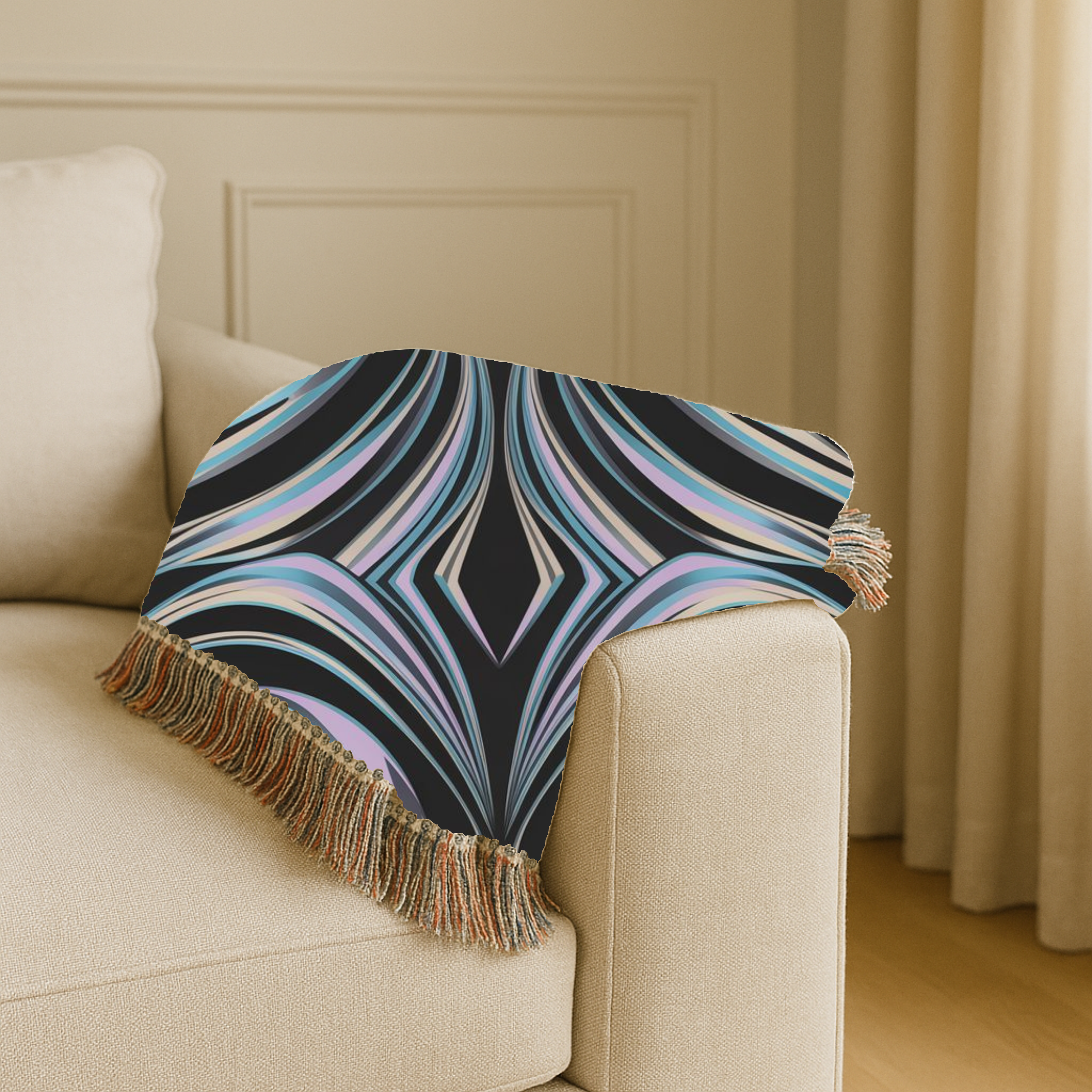 Aurora Throw — 2000s Y2K Iridescent Ribbon Woven Blanket