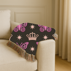 Crown & Wings Throw — 2000s Y2K Butterfly Crown Woven Blanket