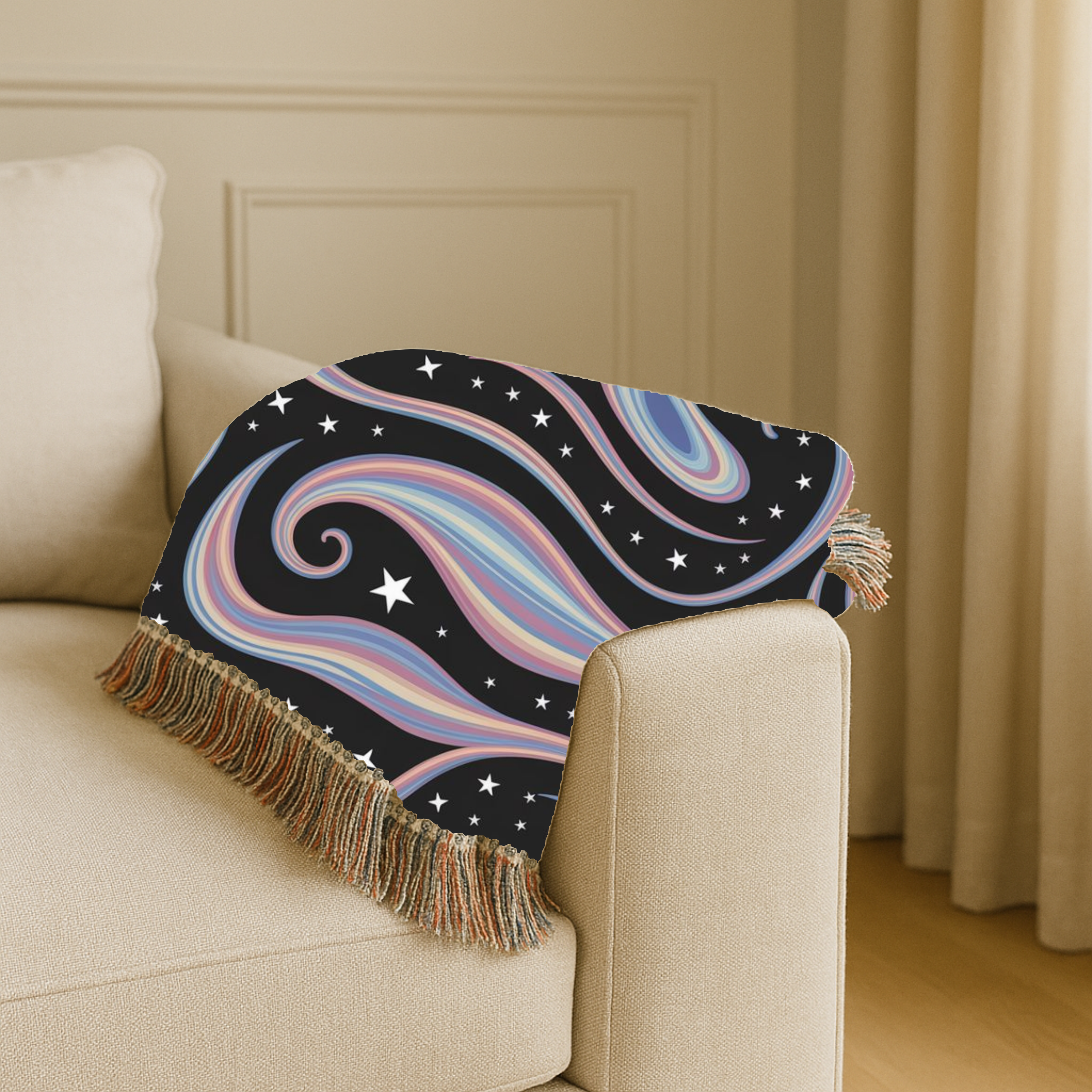 Cosmos Throw — 2000s Y2K Pastel Galaxy Woven Blanket