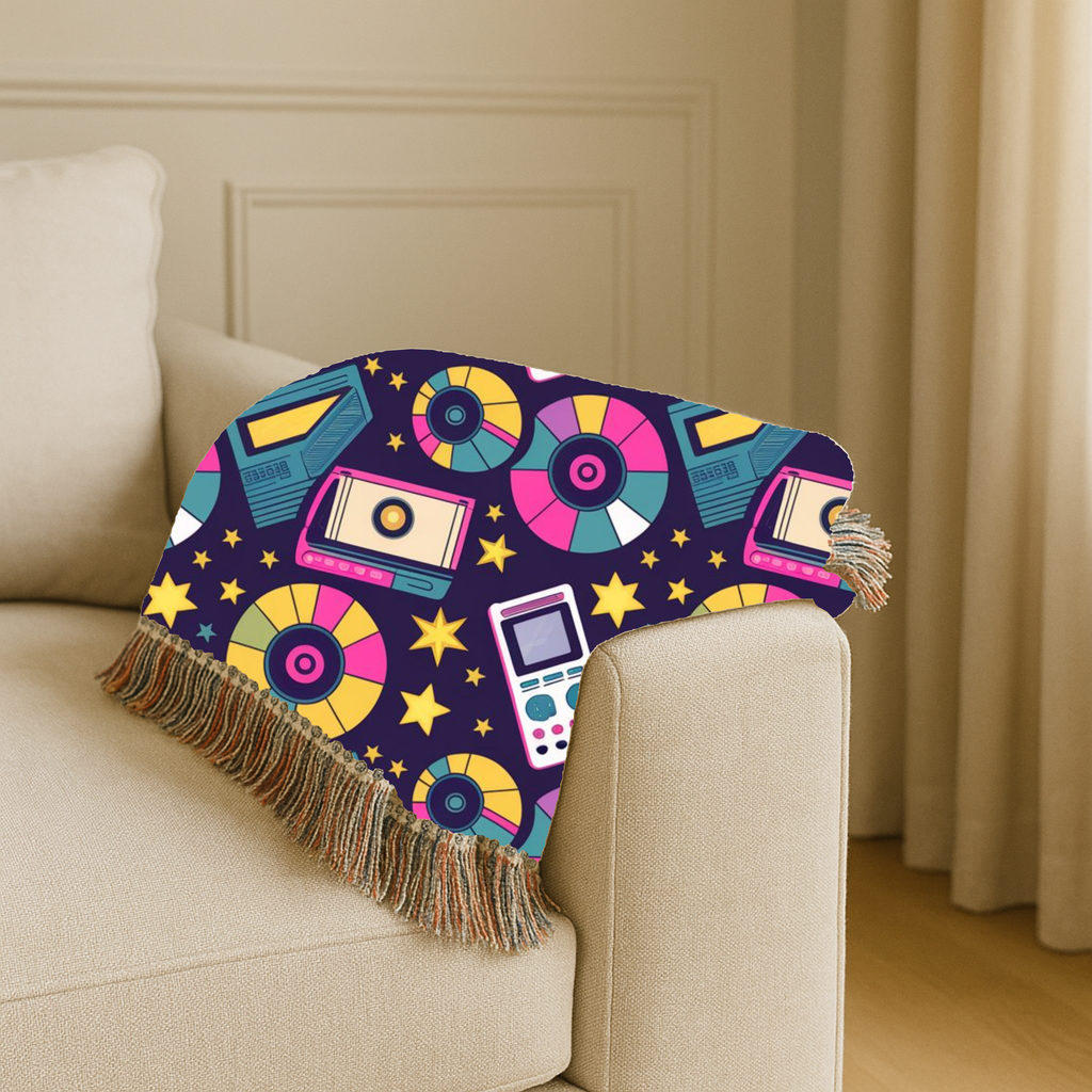 Press Play Throw — 1990s CD Player Woven Blanket