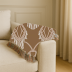 Macramé Heart Throw — 1970s Bohemian Love Woven Blanket