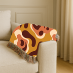 Lava Flow Throw — 1970s Psychedelic Abstract Woven Blanket