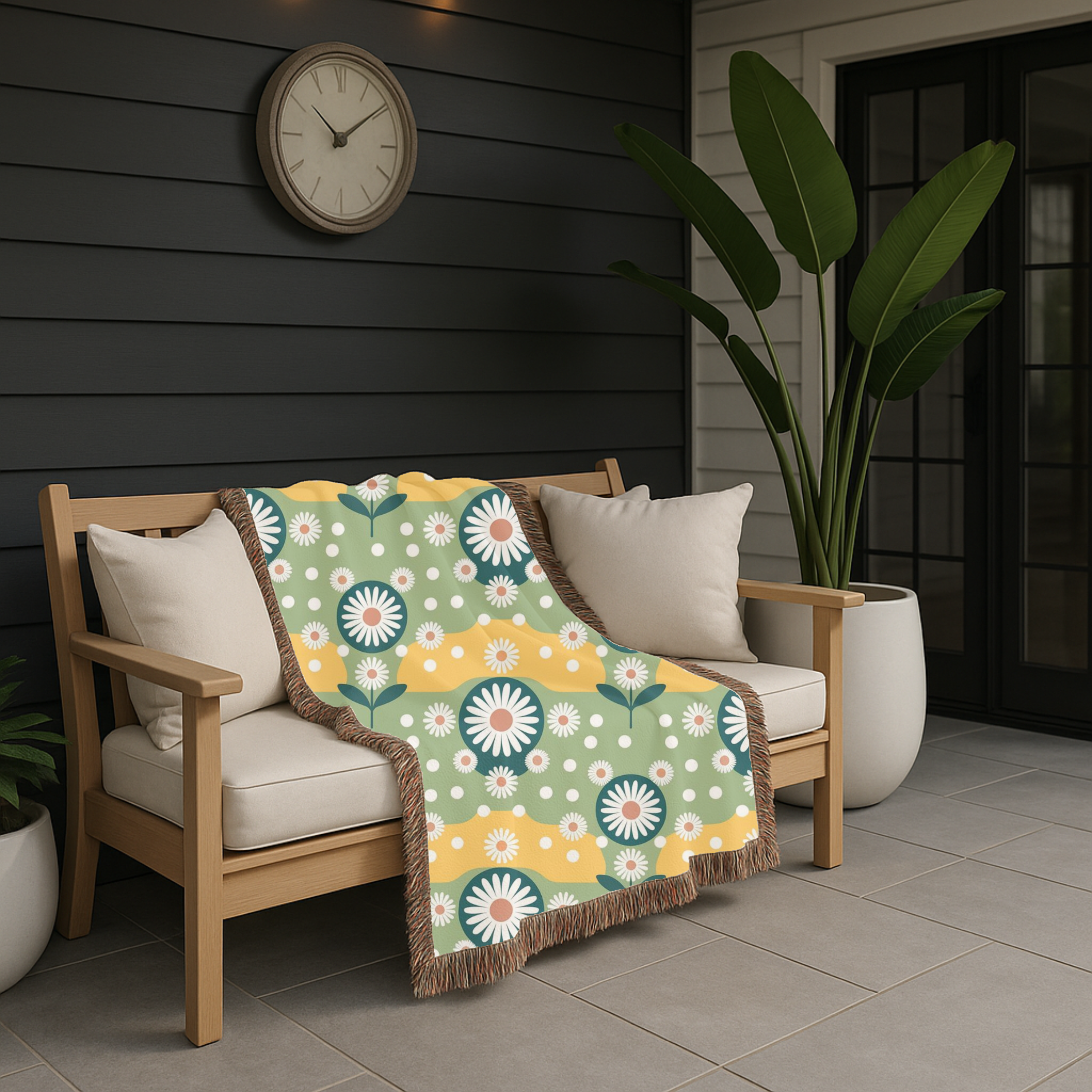 Daisy Wave Throw — 1950s Atomic Garden Woven Blanket