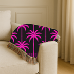 Neon Palm Throw — 1980s Tropical Night Woven Blanket