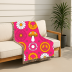 Woodstock Throw — 1960s Psychedelic Mandala Woven Blanket