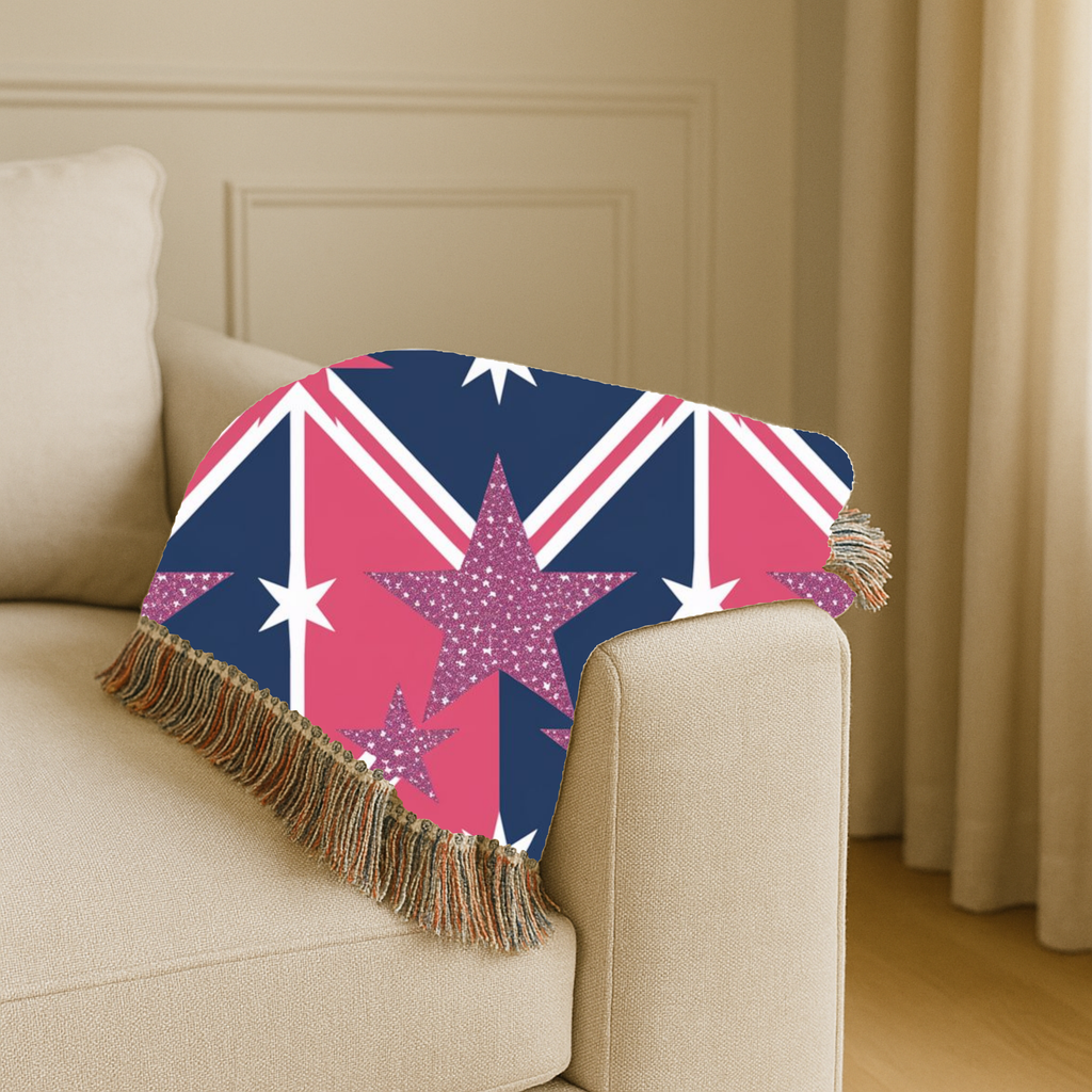 Cool Britannia Throw — 1990s Union Jack & Star Woven Blanket