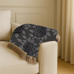 Midnight Rose Throw — 1990s Gothic Floral Woven Blanket