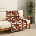 Velvet Bloom Throw — 1970s Stripe Petal Woven Blanket