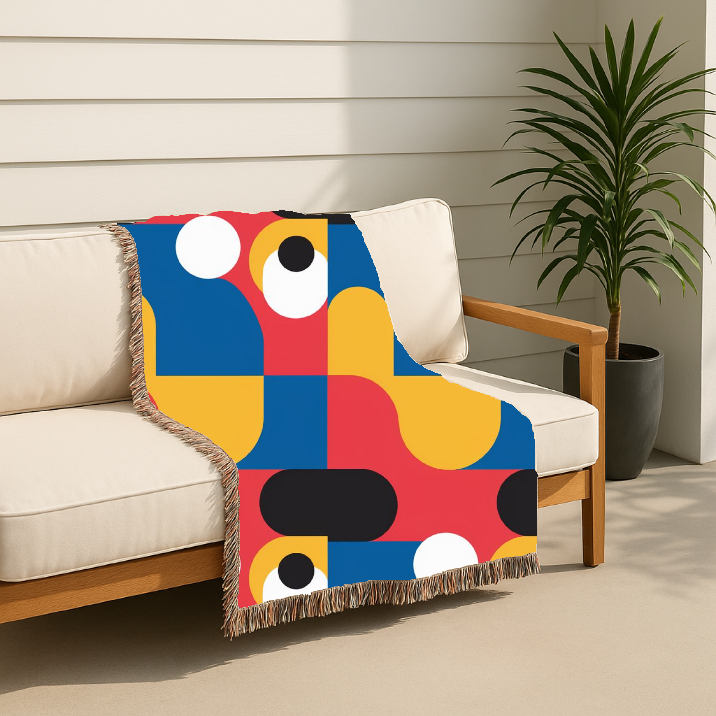 🔴 Primary Pop Throw — 1960s Graphic Art Woven Blanket