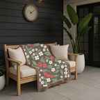 🍒 Cherry Blossom Throw -  1950s Vintage Kitchen Woven Blanket