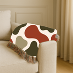 River Stone Throw — 1970s Abstract Organic Woven Blanket