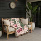 🍒 Orchard Blossom Throw — 1950s Cherry Garden Woven Blanket