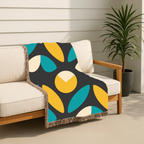 Mod Petal Throw — 1960s Geometric Botanical Woven Blanket