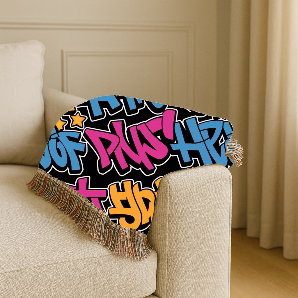 Graffiti Throw — 2000s Hip Hop Street Art Woven Blanket