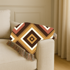 Kilim Star Throw — 1970s Aztec Geometric Woven Blanket