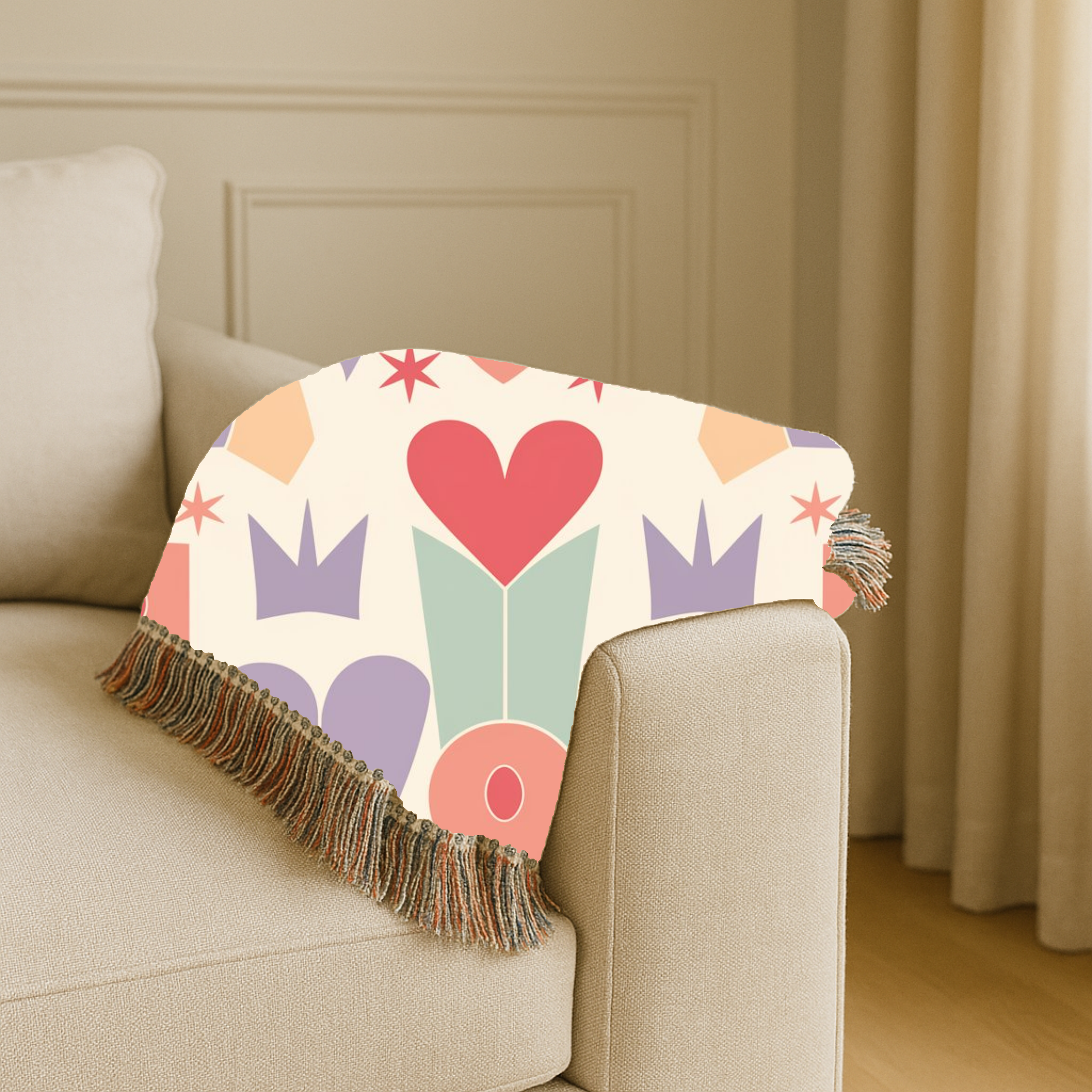 Heart Crown Throw — 1980s Pop Royalty Woven Blanket