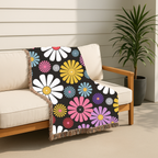 🌸 Flower Power Throw — 1960s Daisy Woven Blanket