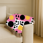 Dot Pop Throw — 1980s Bold Circle Woven Blanket