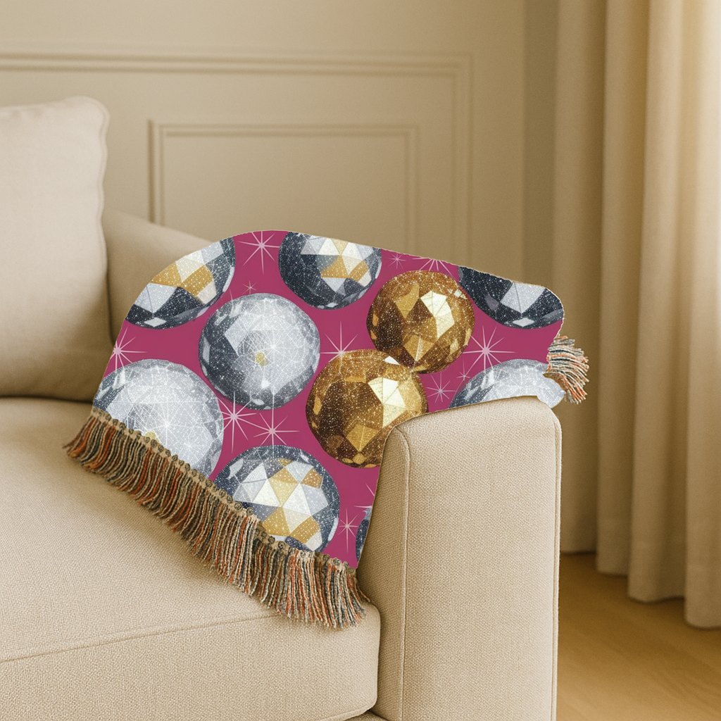 Disco Ball Throw — 1980s Studio Glamour Woven Blanket
