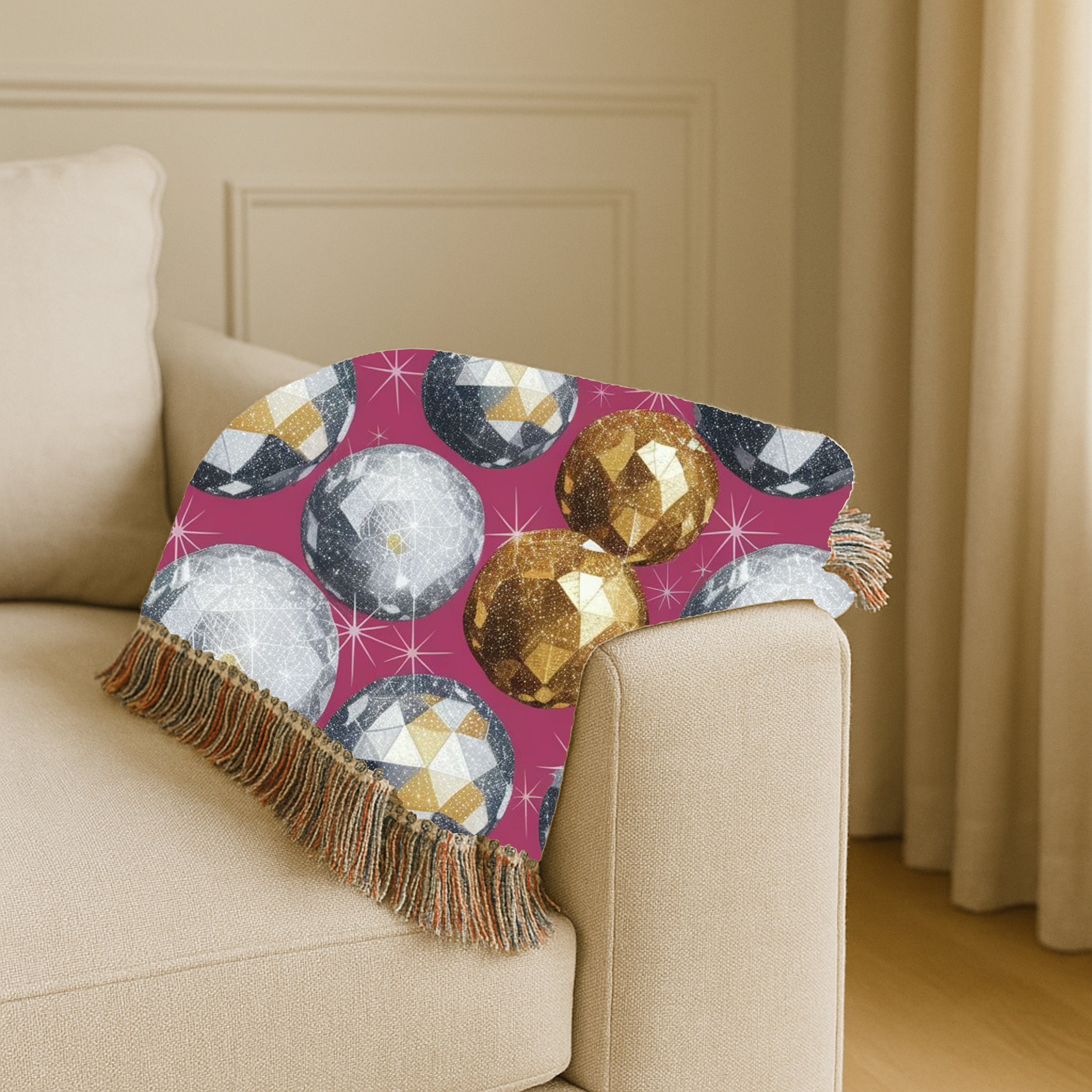 Disco Ball Throw — 1980s Studio Glamour Woven Blanket