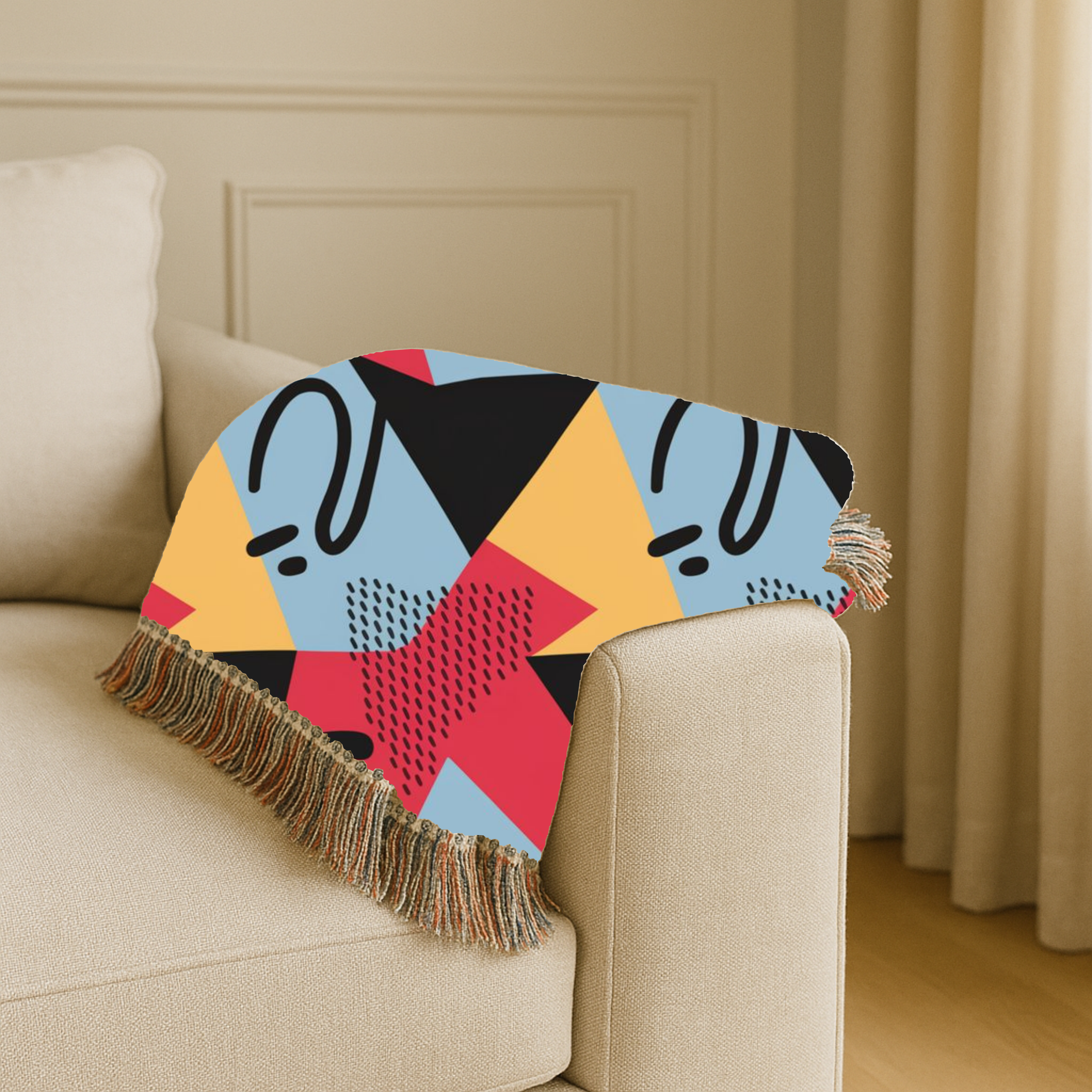 Memphis Night Throw — 1980s Geometric Art Woven Blanket