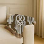 Macramé Circle Throw — 1970s Bohemian Macramé Woven Blanket