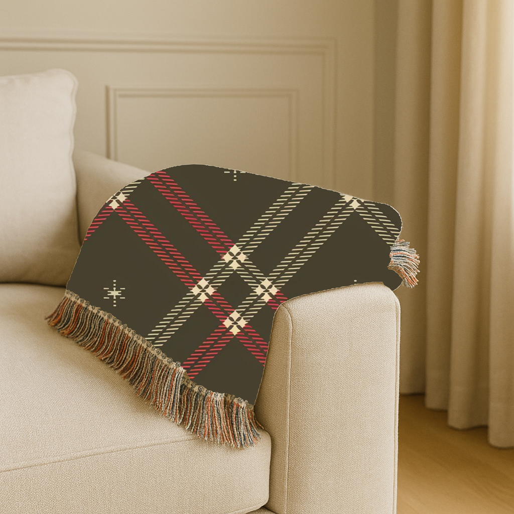 Startan Throw — 1990s Plaid & Star Woven Blanket