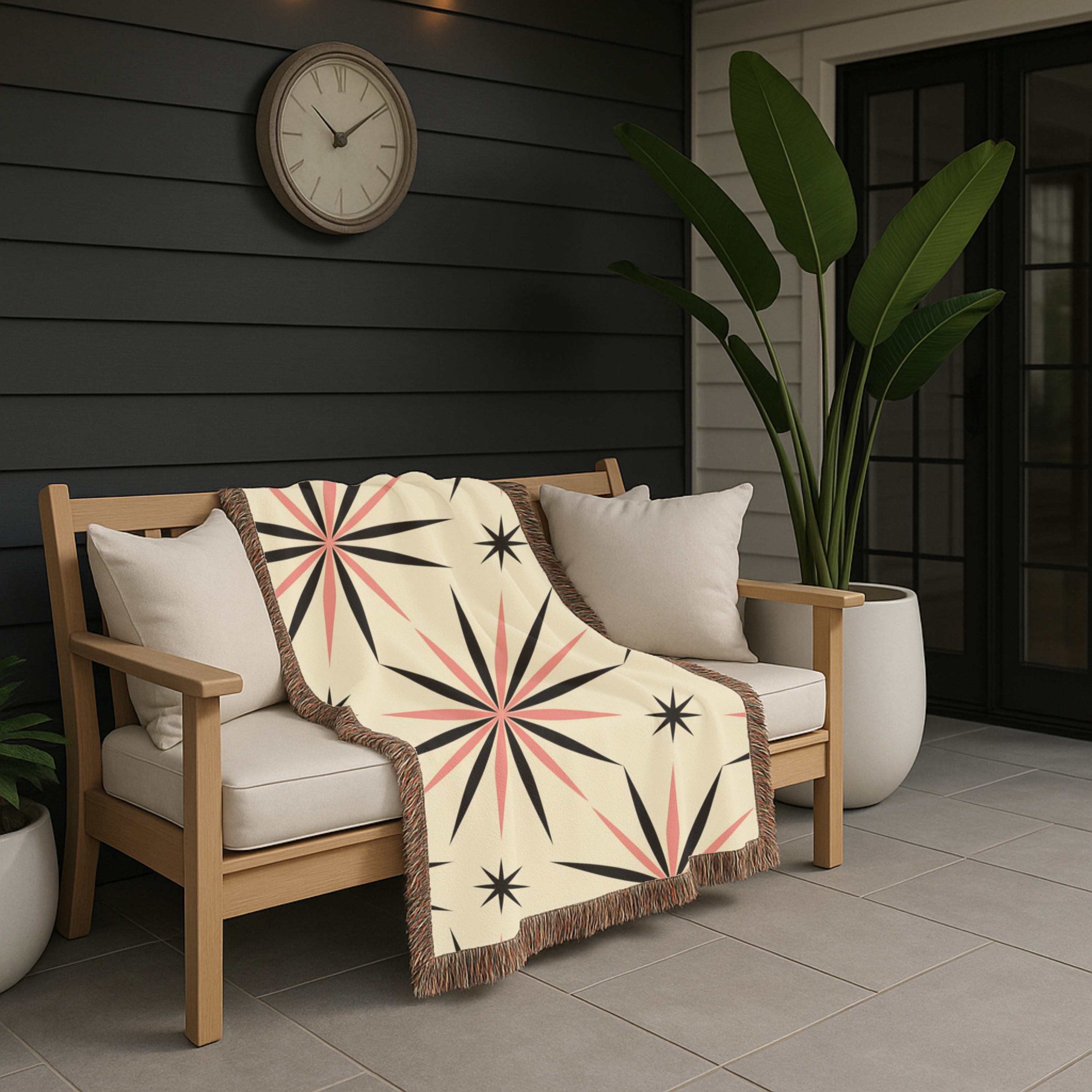 💫 Compass Star Throw — 1950s Atomic Age Woven Blanket
