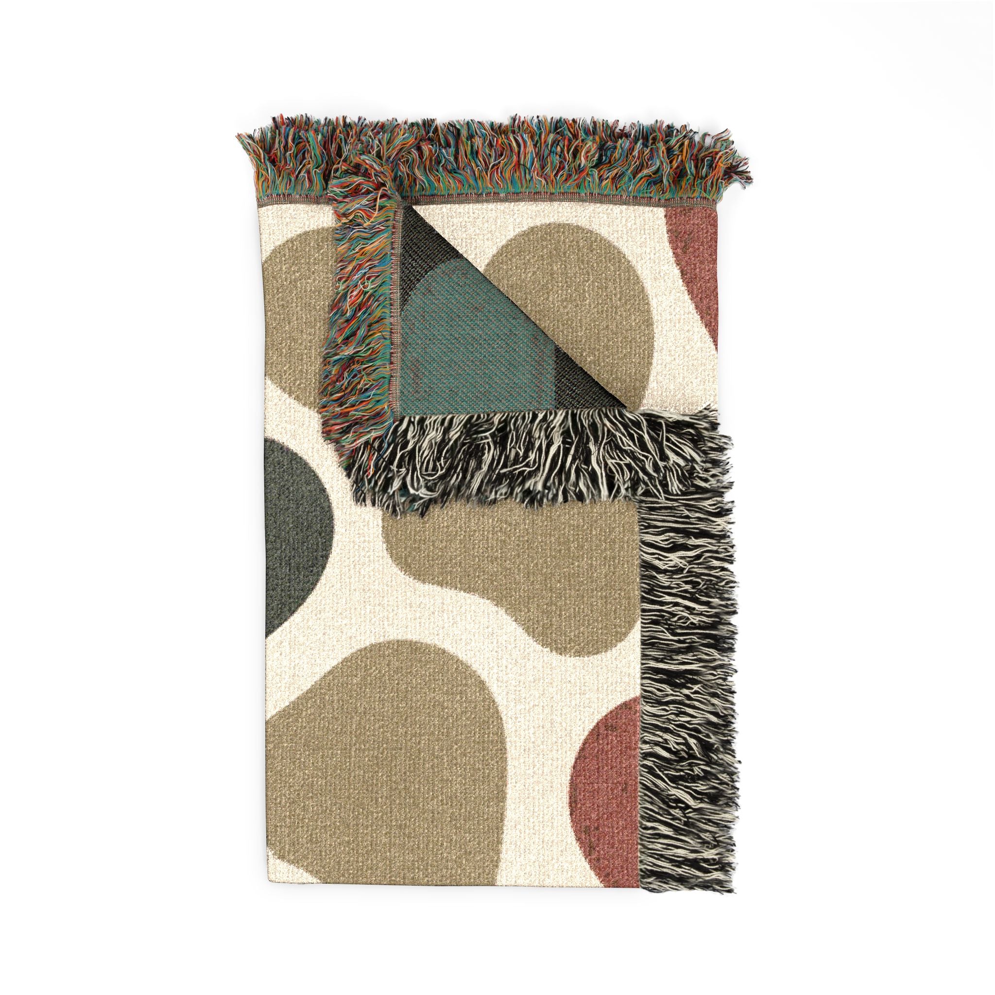 River Stone Throw — 1970s Abstract Organic Woven Blanket
