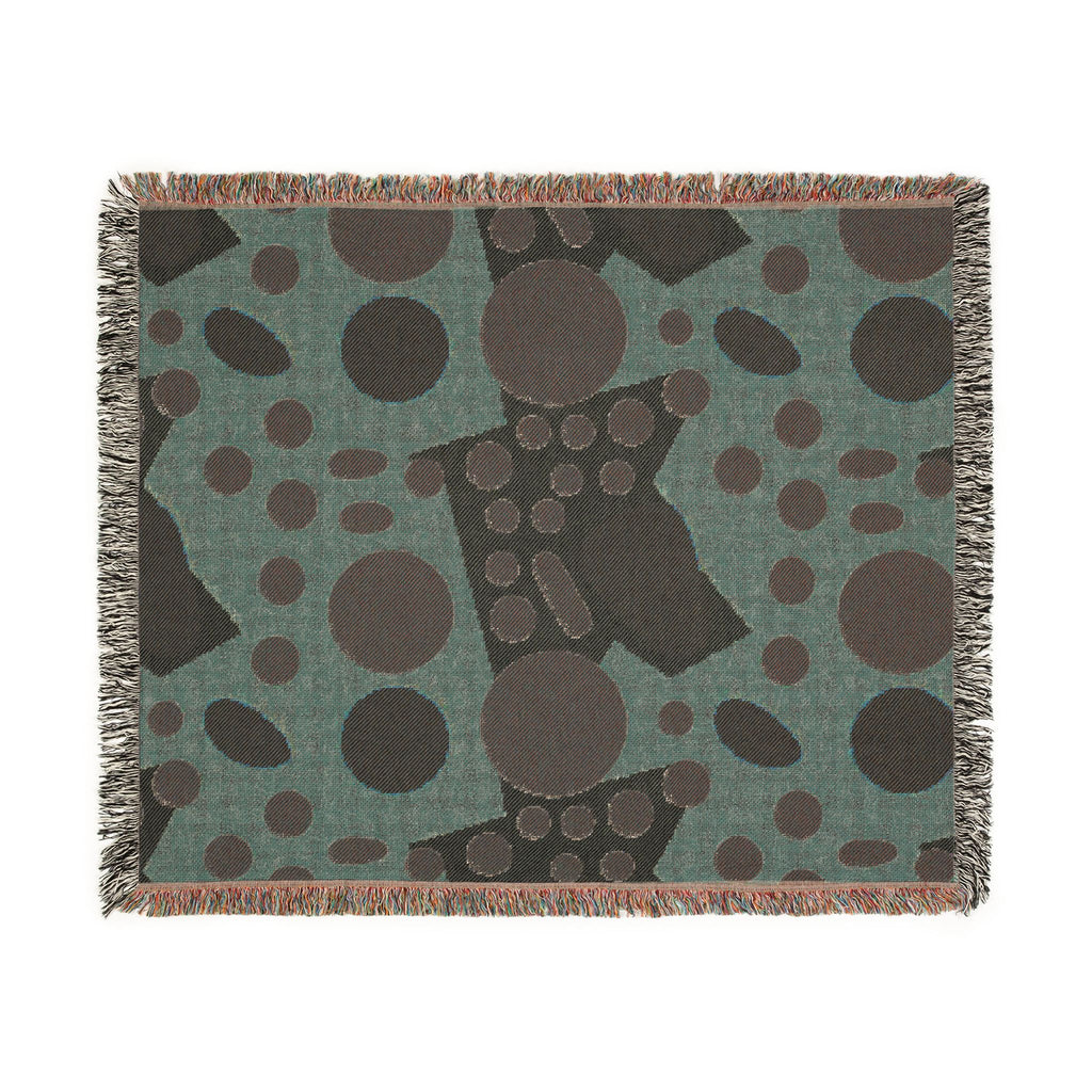 Dot Pop Throw — 1980s Bold Circle Woven Blanket
