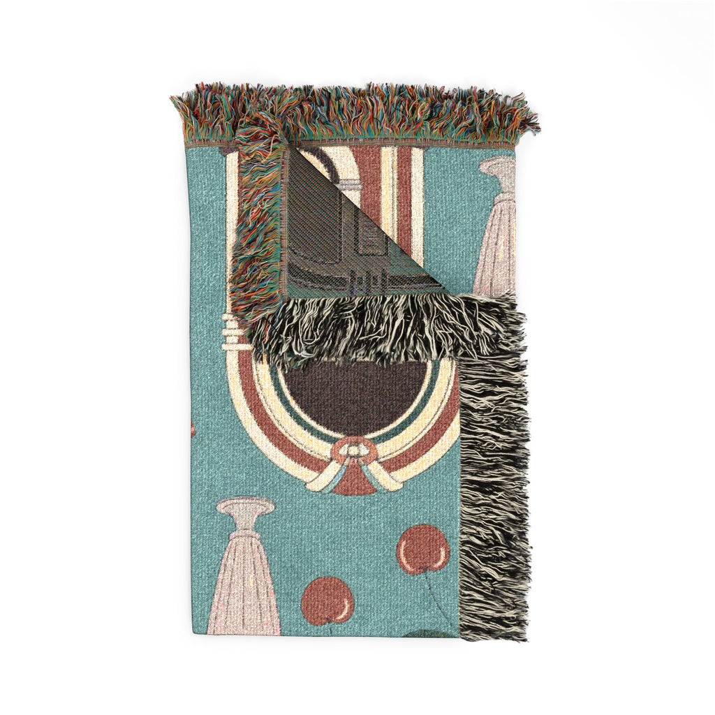 🎵🥤Vanilla Diner Throw — 1950s Jukebox Woven Blanket