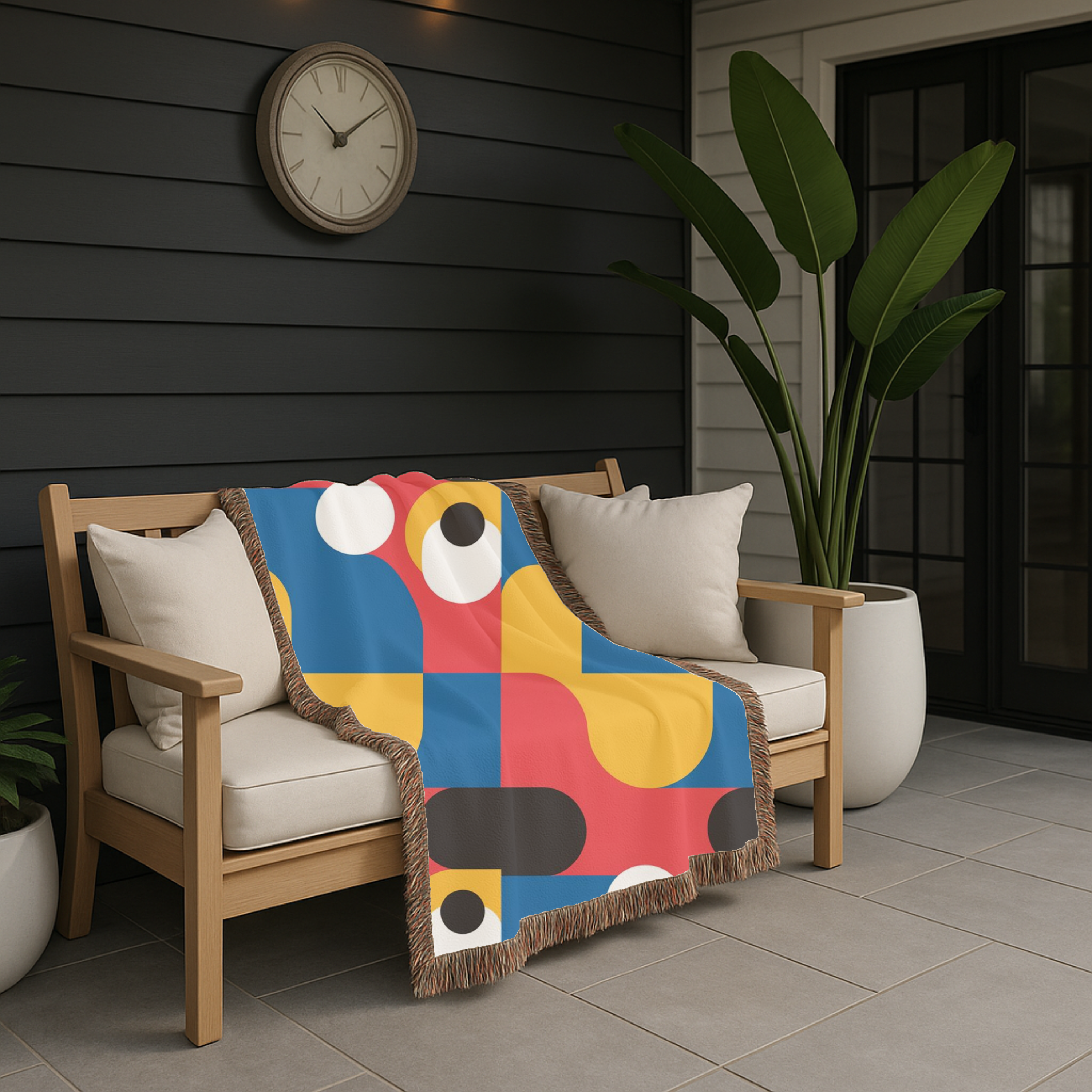🔴 Primary Pop Throw — 1960s Graphic Art Woven Blanket
